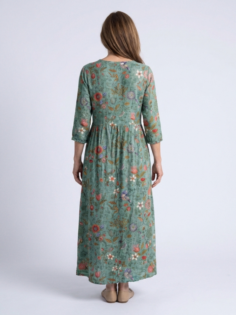 Robe Maxi à Manches Trois Quarts Marina