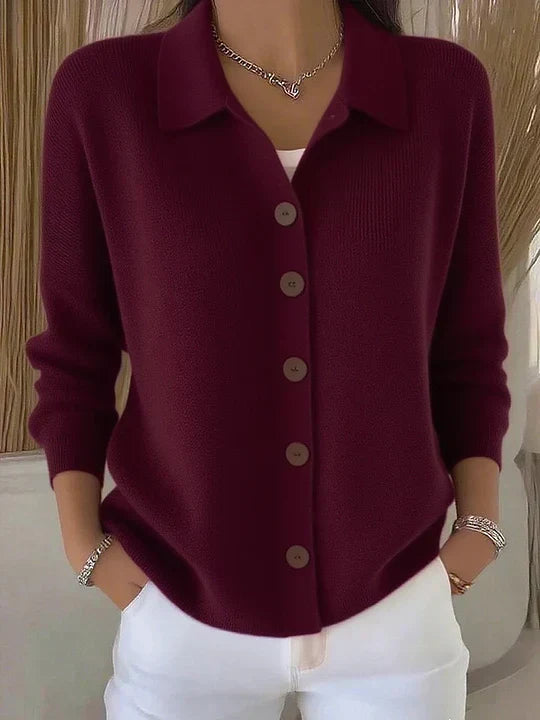 Joséphine - Gilet en Maille à Col et Boutons