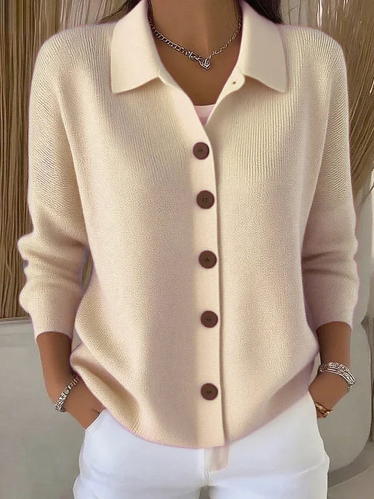 Joséphine - Gilet en Maille à Col et Boutons