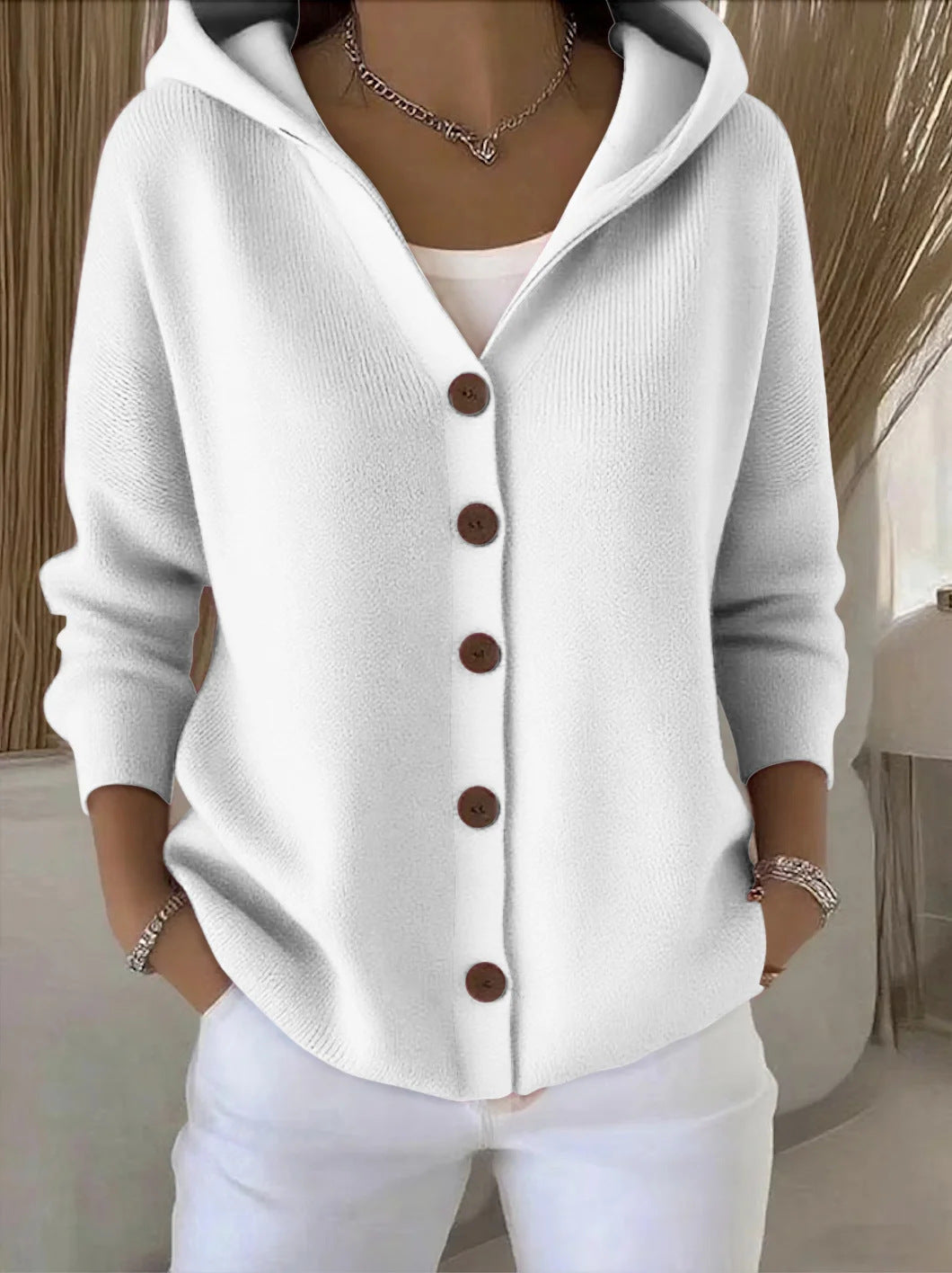 Rosalie - Gilet en Maille à Capuche