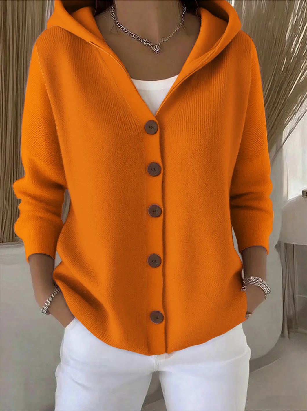 Rosalie - Gilet en Maille à Capuche