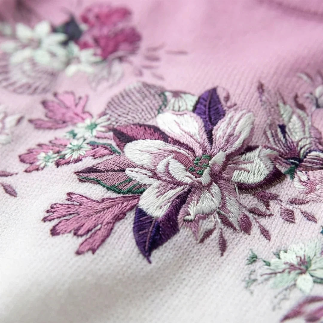 Aube - Pull Fleuri à Col Roulé