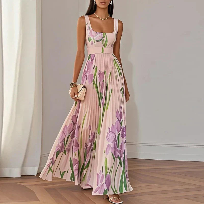 Oriane | Robe Maxi Trapèze Fleurie