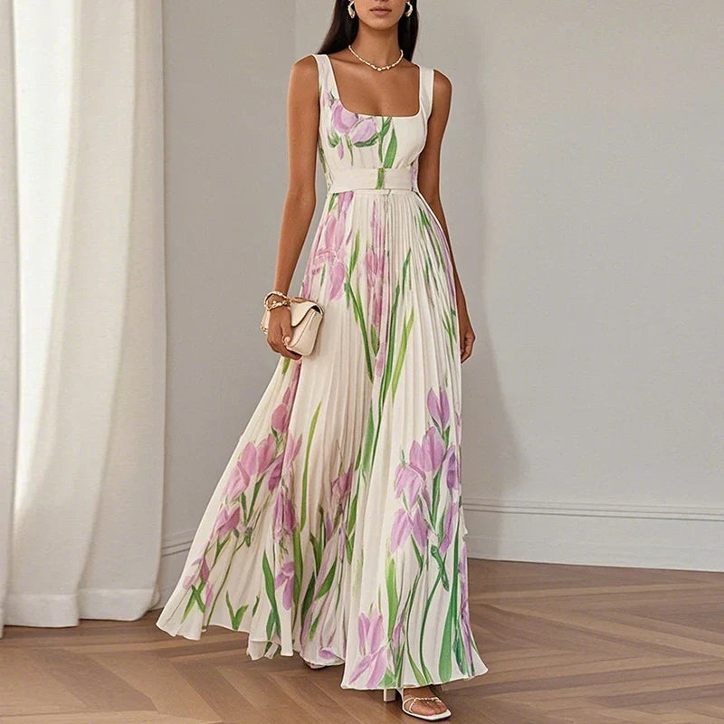 Oriane | Robe Maxi Trapèze Fleurie