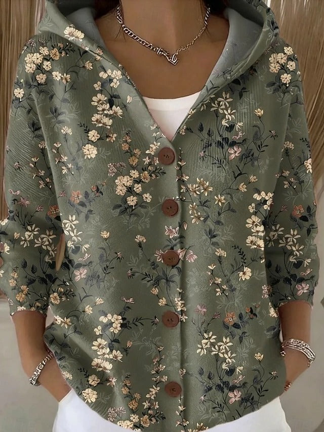 Colombe - Gilet en Maille Imprimé à Capuche