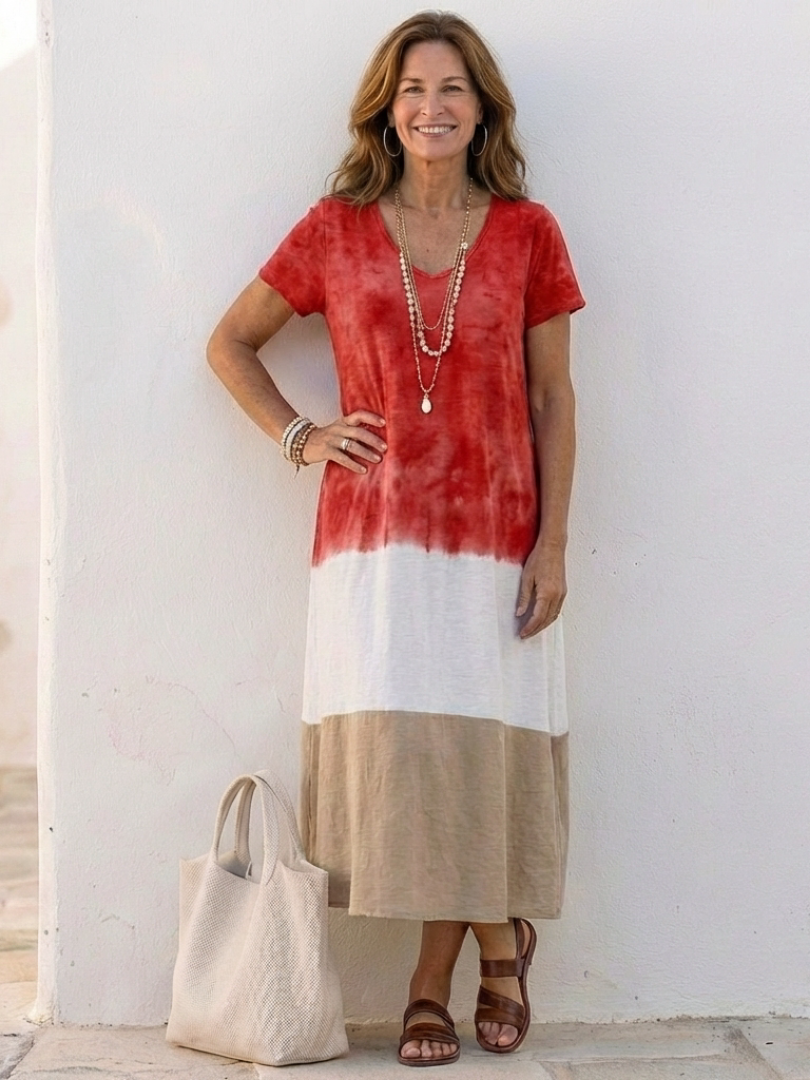 Robe Midi à Manches Courtes Thailia