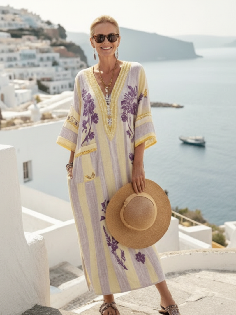 Robe Maxi Fleurie Rayée Aurelia