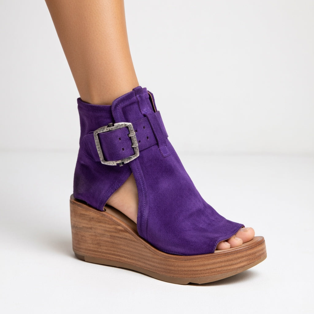 Bottines compensées ouvertes Lila
