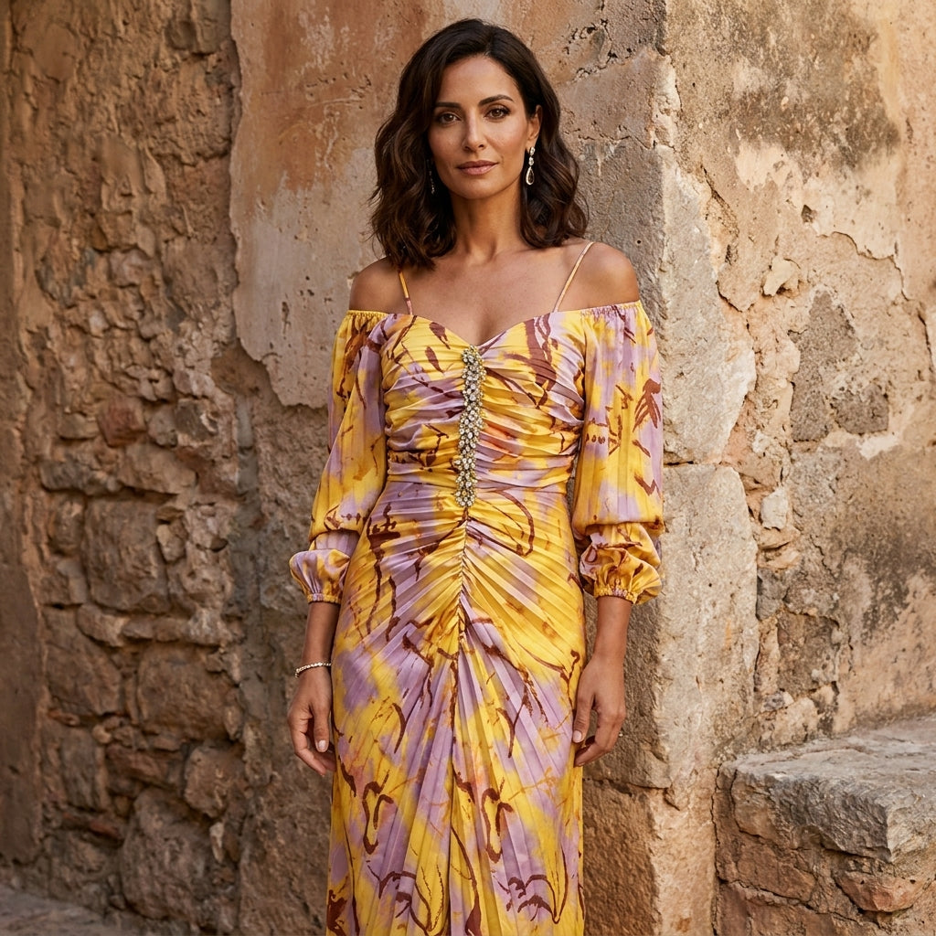 Odile | Robe Longue Fleurie à Décolleté Profond