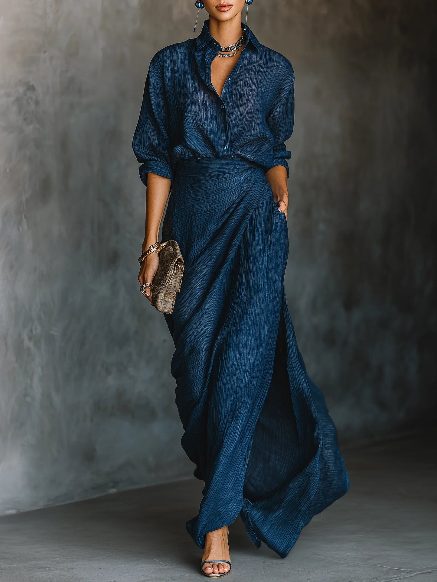 Claire Marceaux | Ensemble Satin Blouse et Jupe