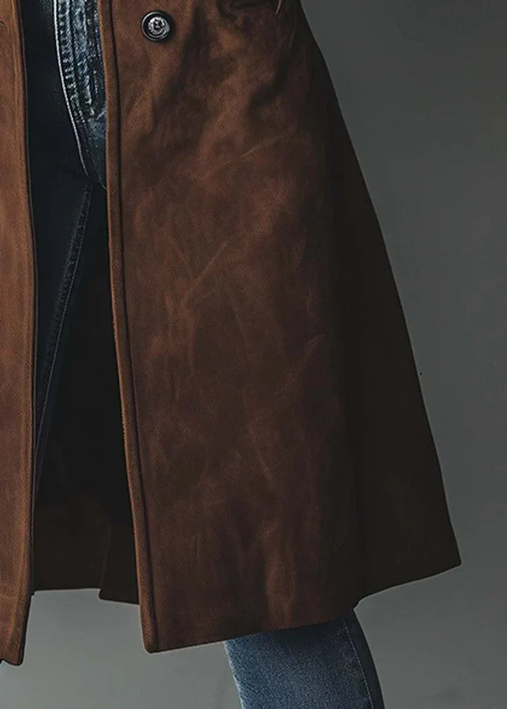 MANTEAU ÉLÉGANT À TEXTURE SUÉDÉE