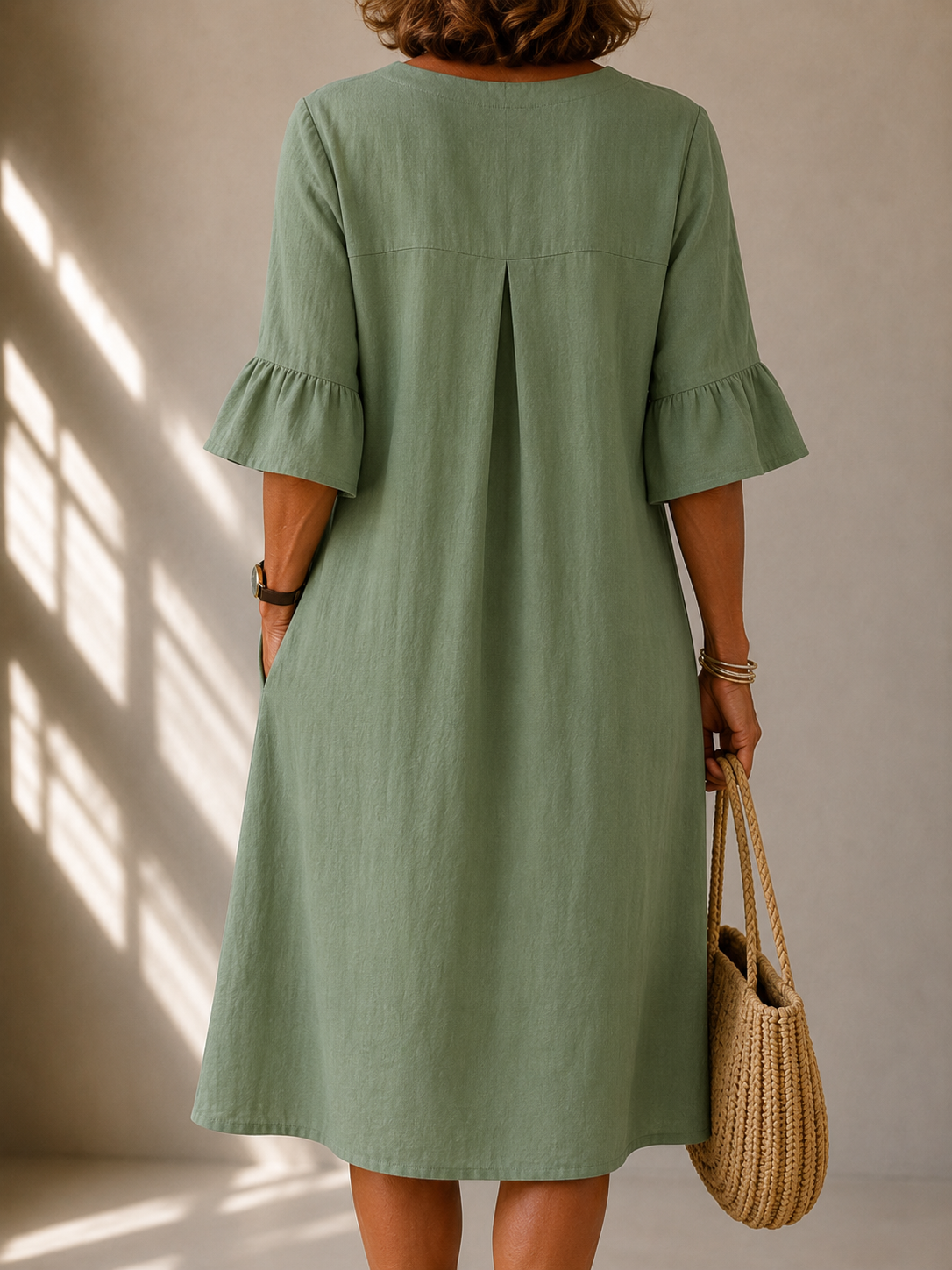 Robe Boutonnée Manches Évasées Véronique