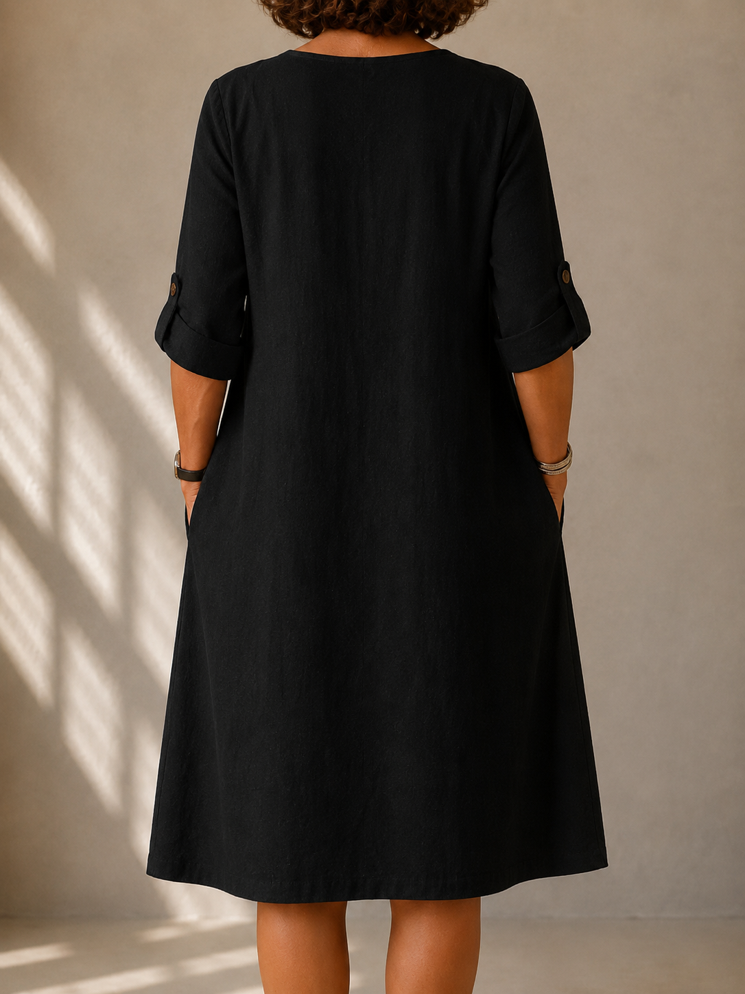 Robe Droite Manches Retroussées Pauline