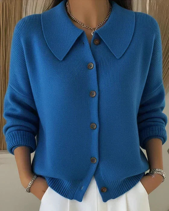 Estelle - Gilet en Maille à Col Chemise