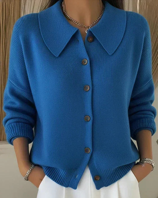 Estelle - Gilet en Maille à Col Chemise