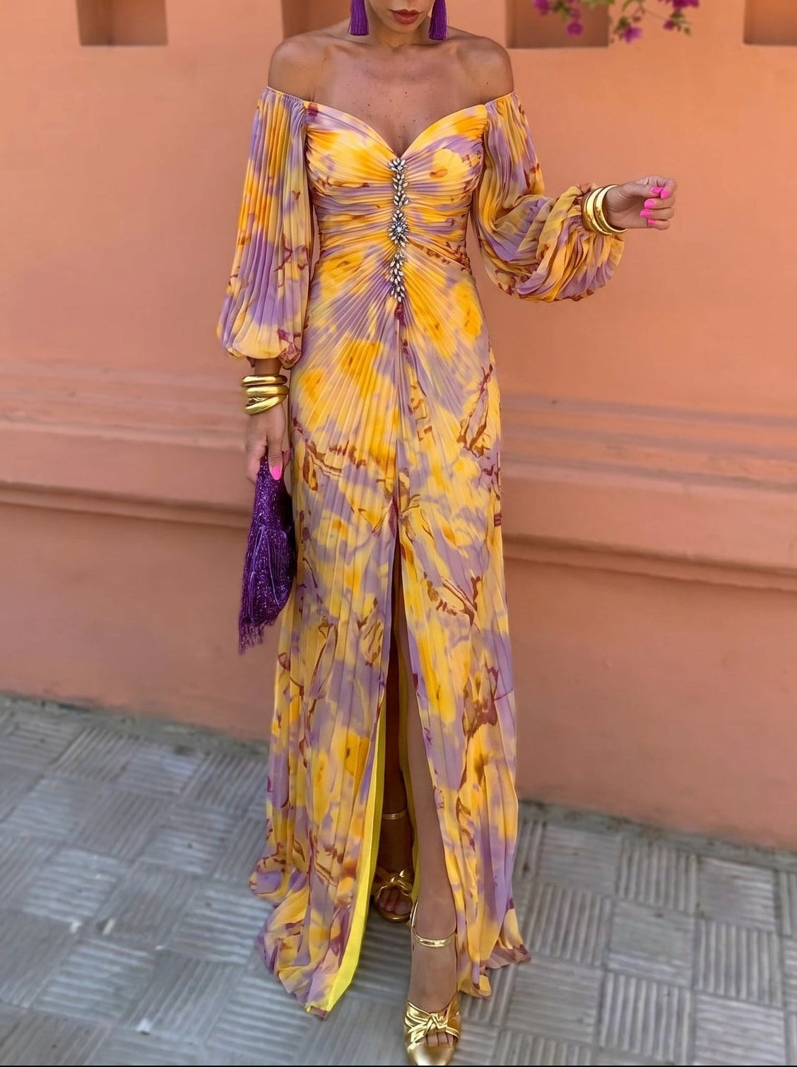 Robe Longue Fleurie Col V Juliette