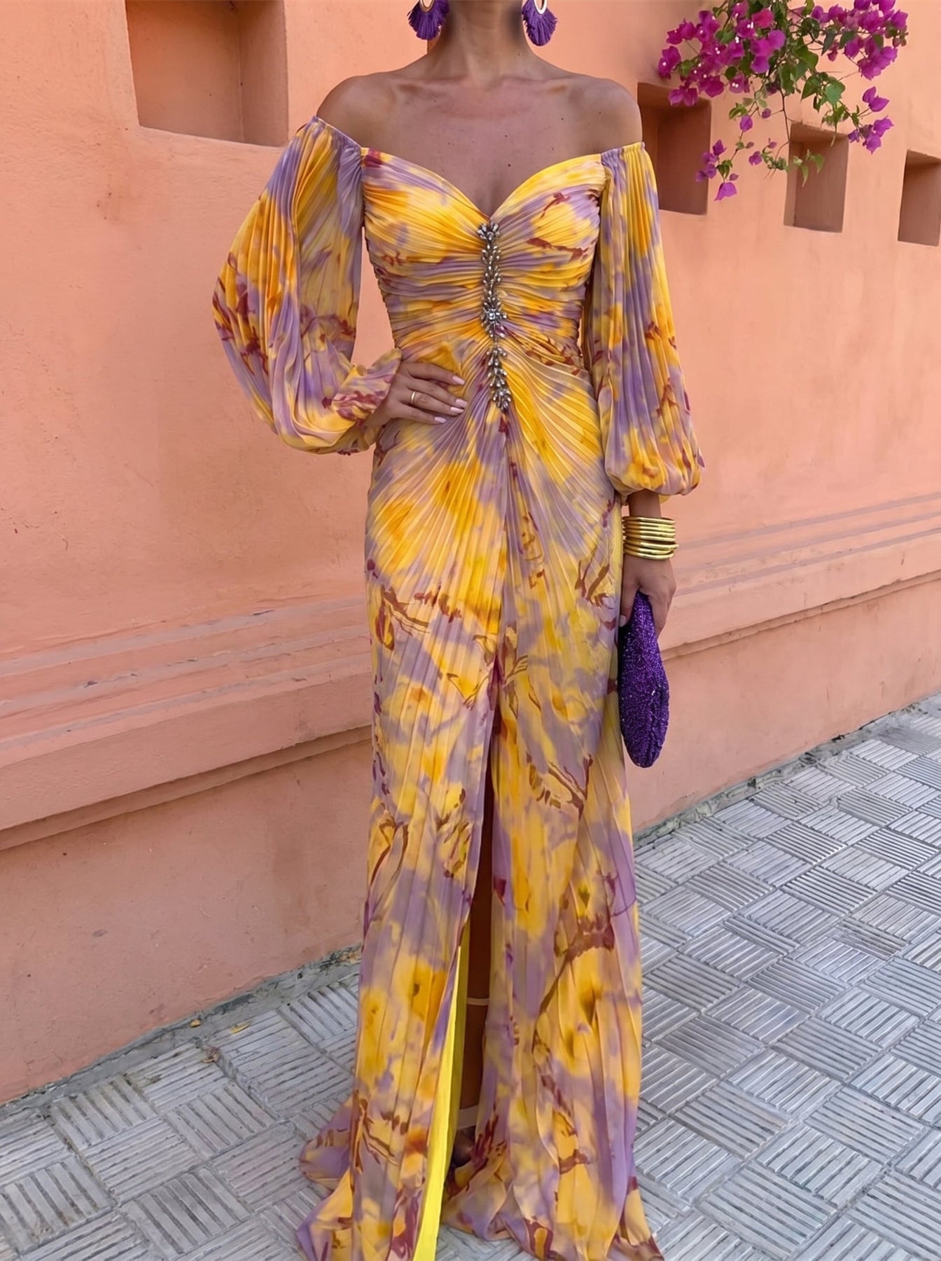 Robe Longue Fleurie Col V Juliette