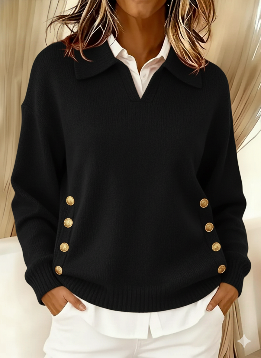 Valentine - Pull à Col Polo et Boutons