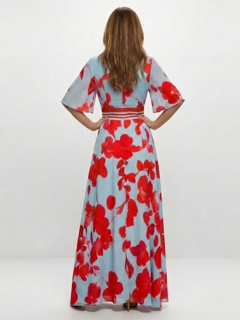 Robe Maxi Fleurie à Manches Corinne