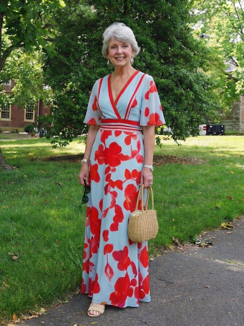 Robe Maxi Fleurie à Manches Corinne