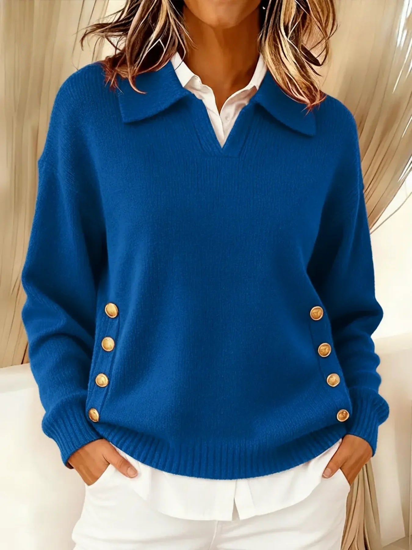 Valentine - Pull à Col Polo et Boutons