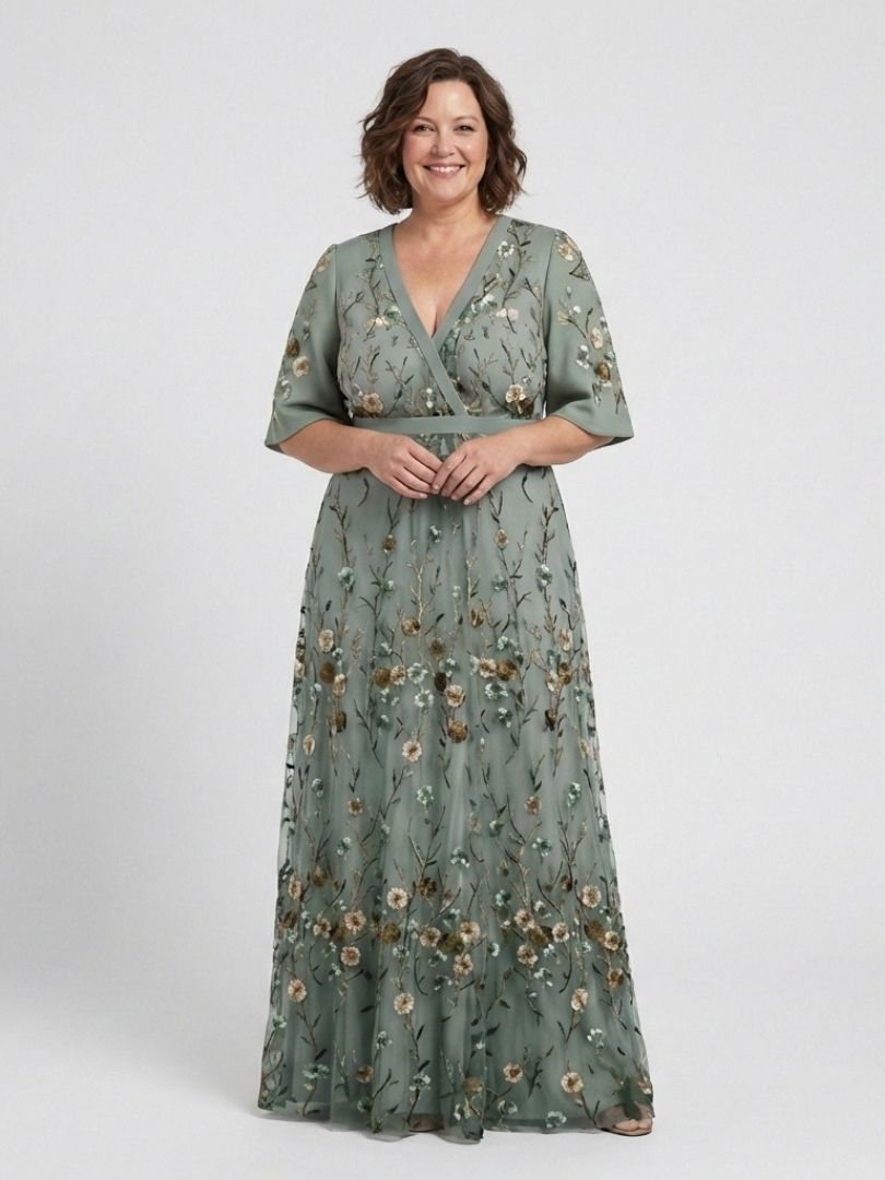 Robe Maxi à Manches Courtes Evadne