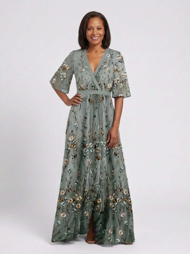 Robe Maxi à Manches Courtes Evadne
