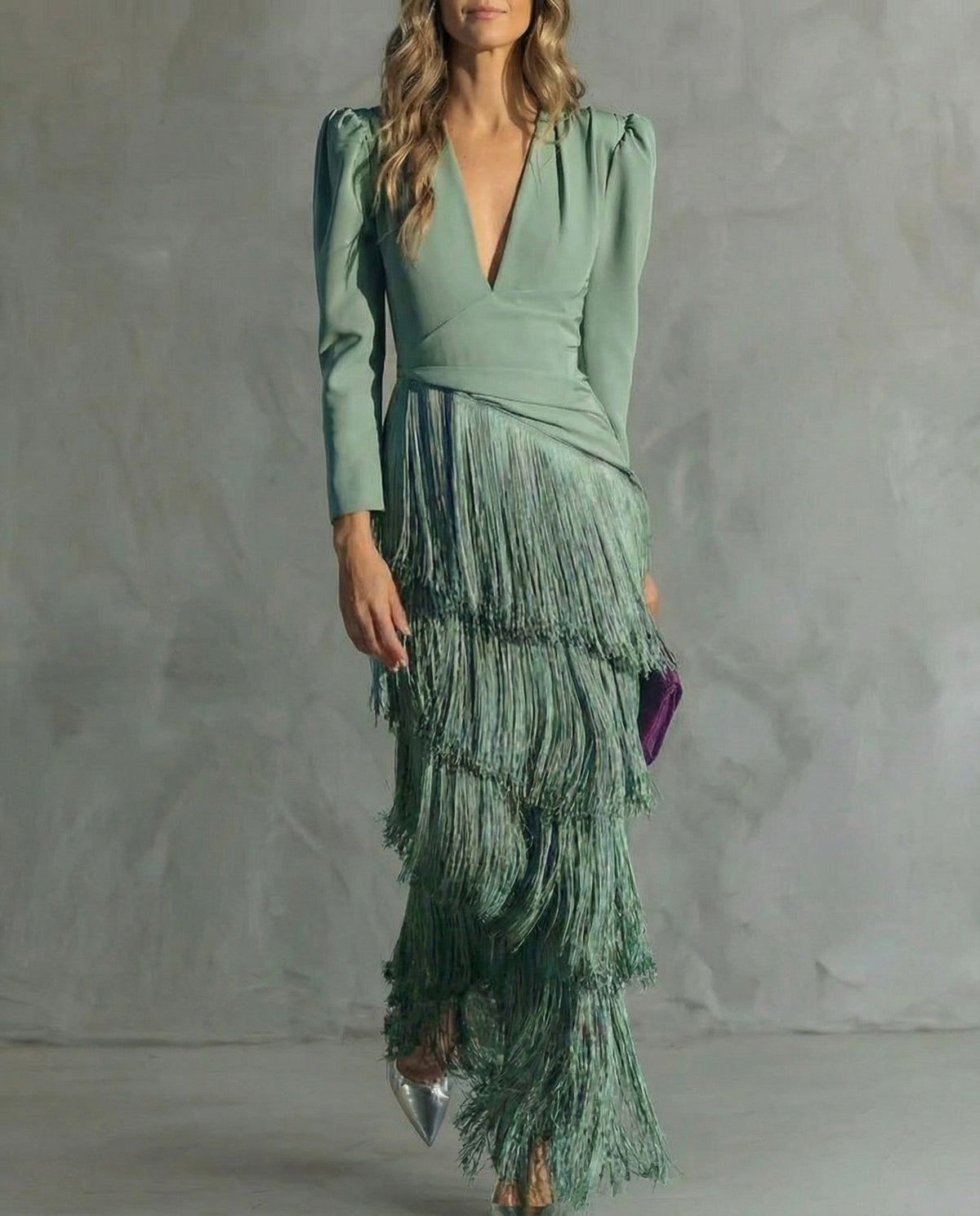 Clarisse | Robe Élégante à Manches Franges