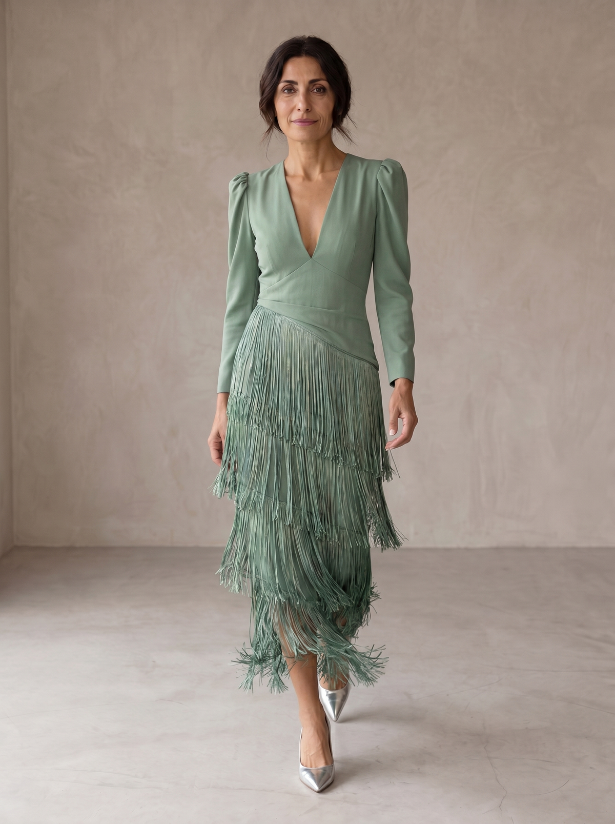 Clarisse | Robe Élégante à Manches Franges