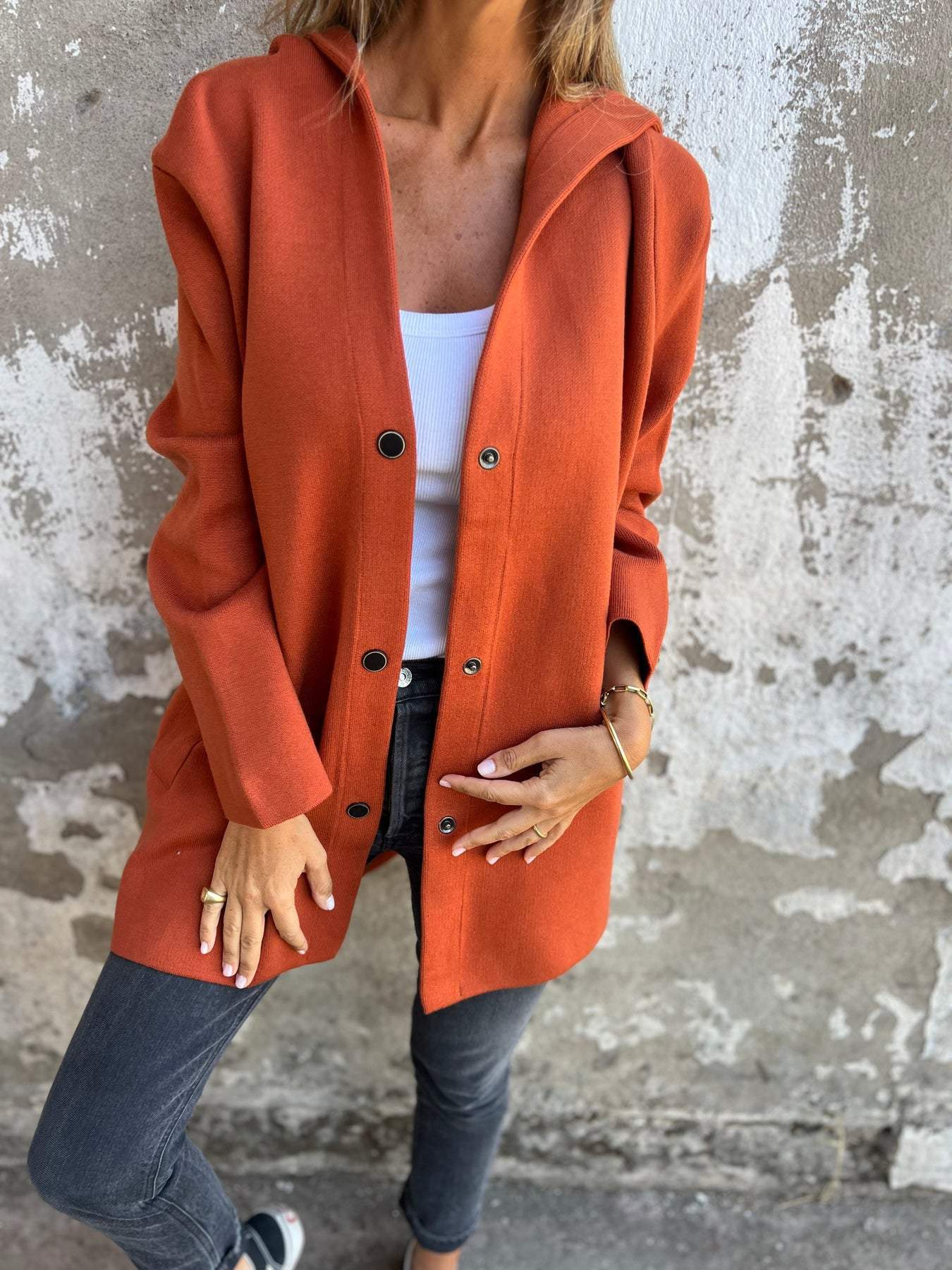 GILET LONG CHIC AVEC CAPUCHE