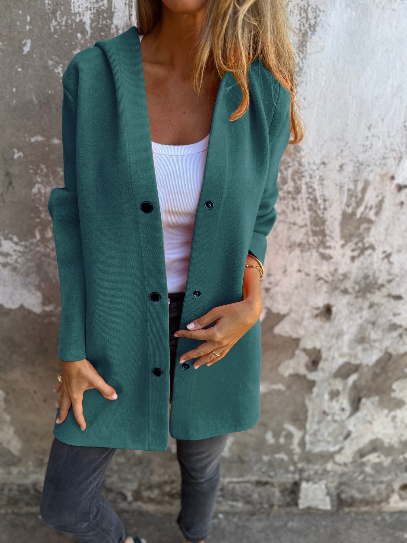 GILET LONG CHIC AVEC CAPUCHE