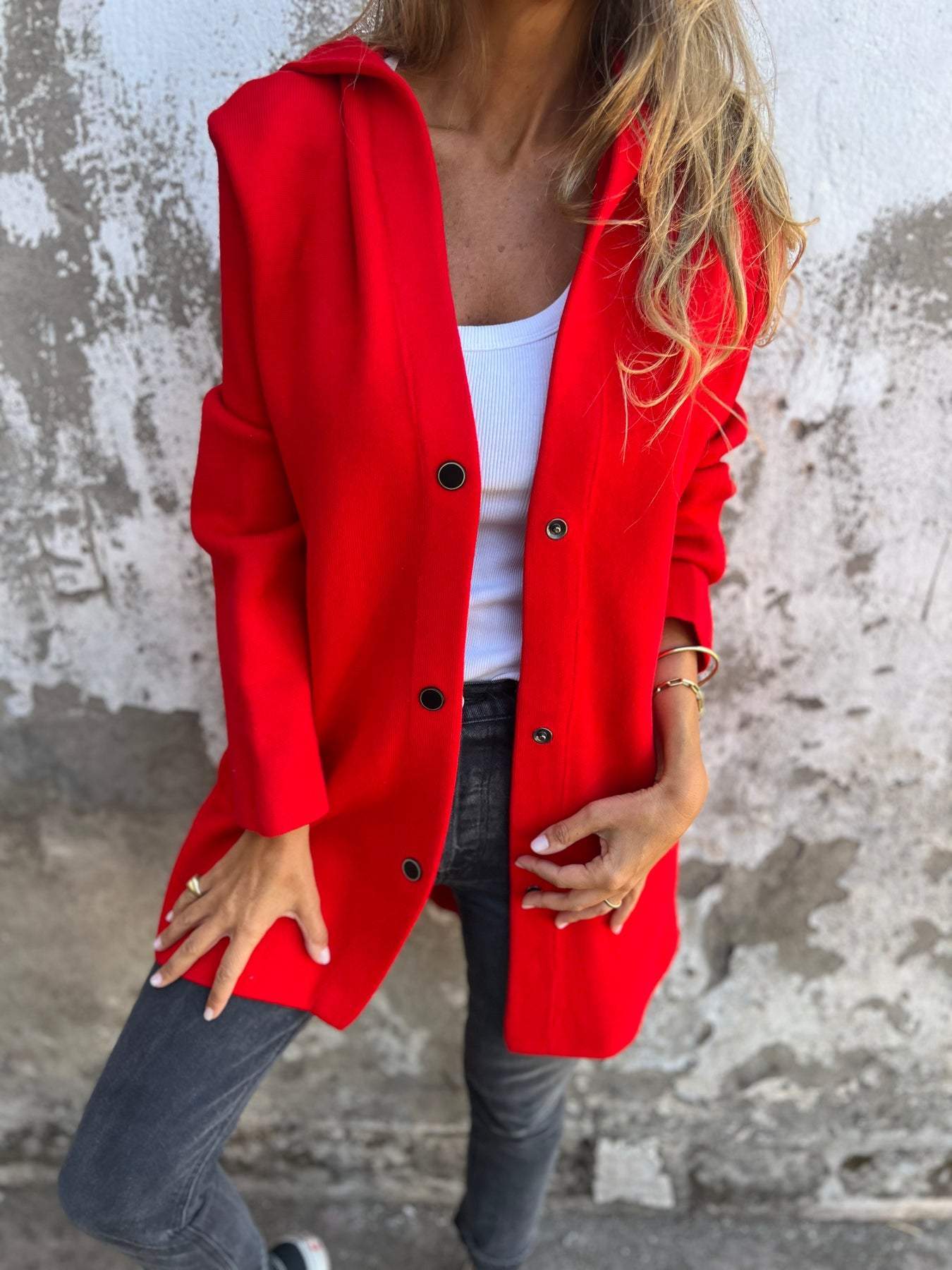 GILET LONG CHIC AVEC CAPUCHE