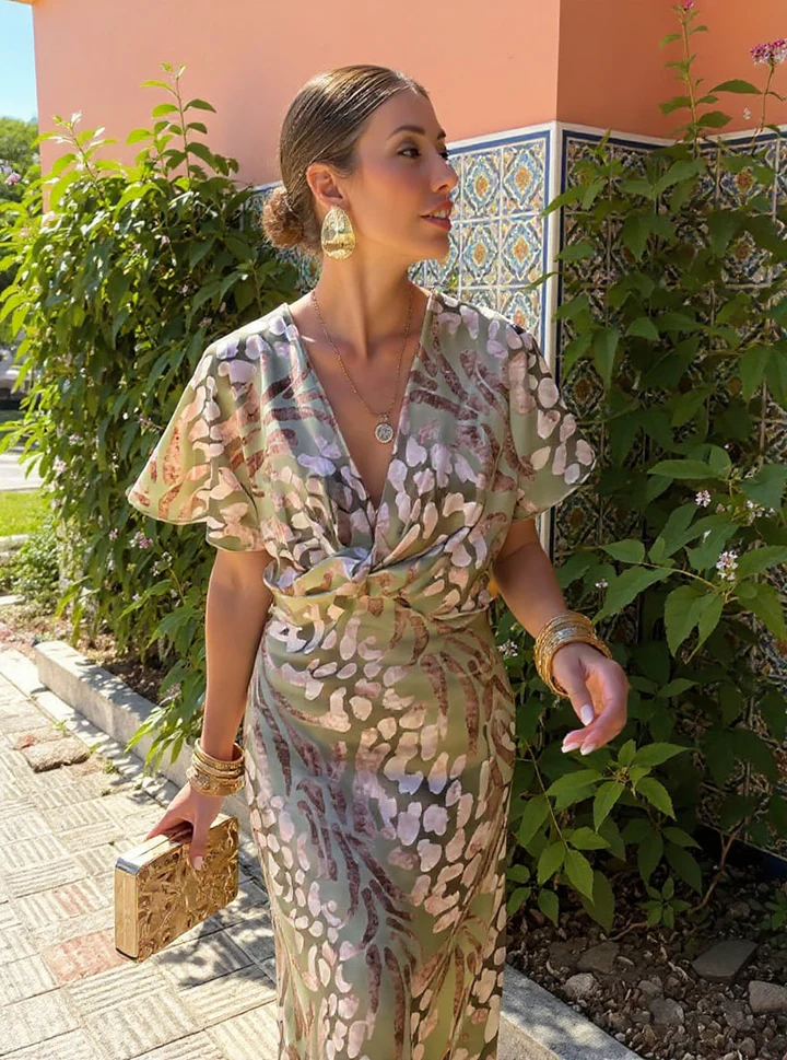 Robe Mi-Longue Imprimée Cuivrée Amélie