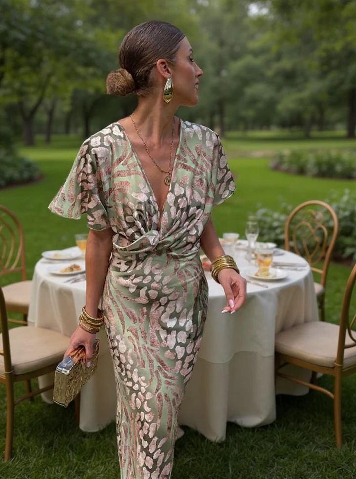 Robe Mi-Longue Imprimée Cuivrée Amélie