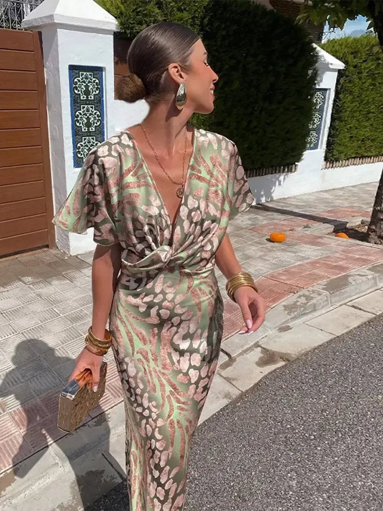 Robe Mi-Longue Imprimée Cuivrée Amélie