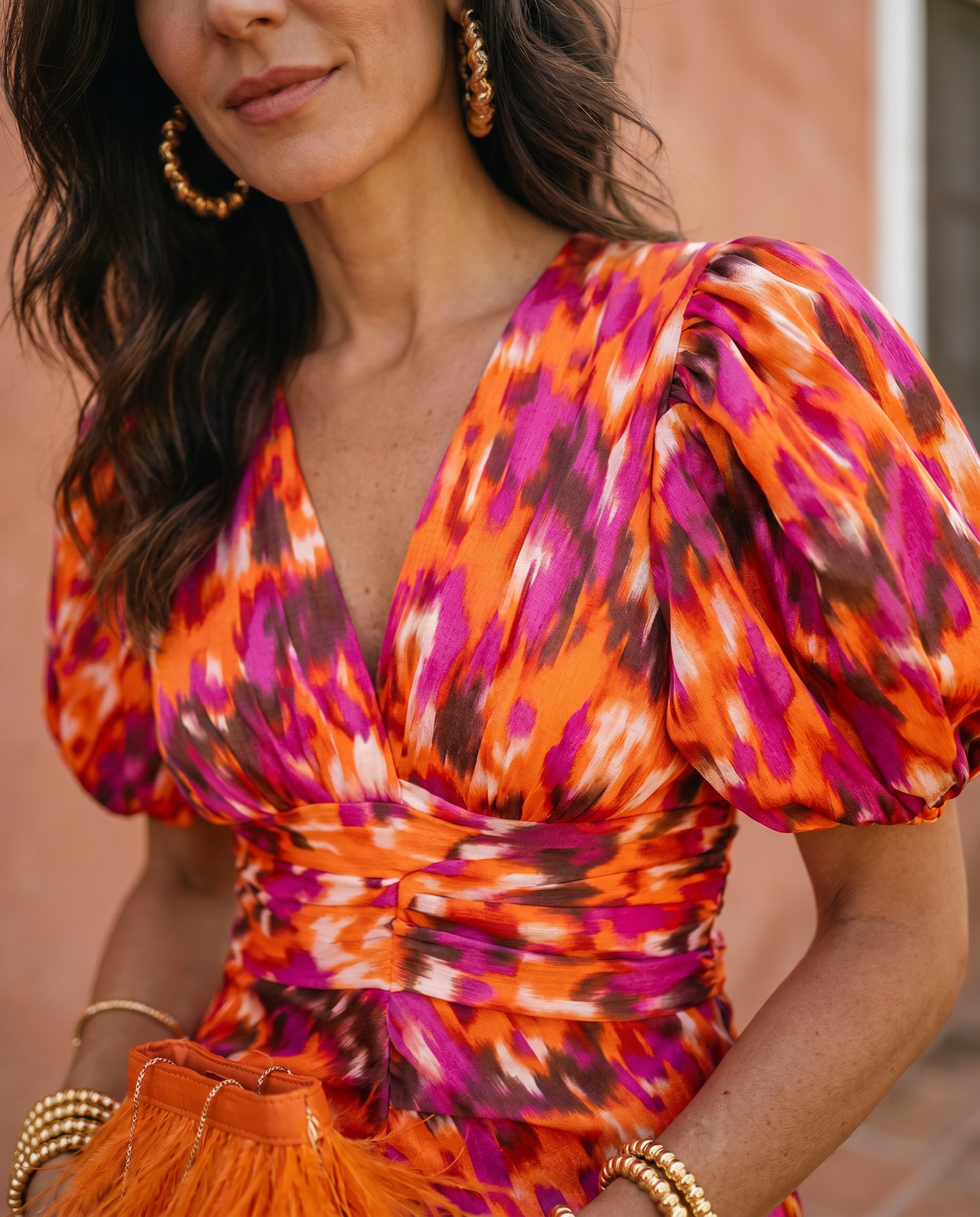 Robe Mi-Longue Fleurie Manches Bouffantes Aveline