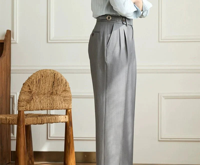 Pantalon fluide taille haute élégant