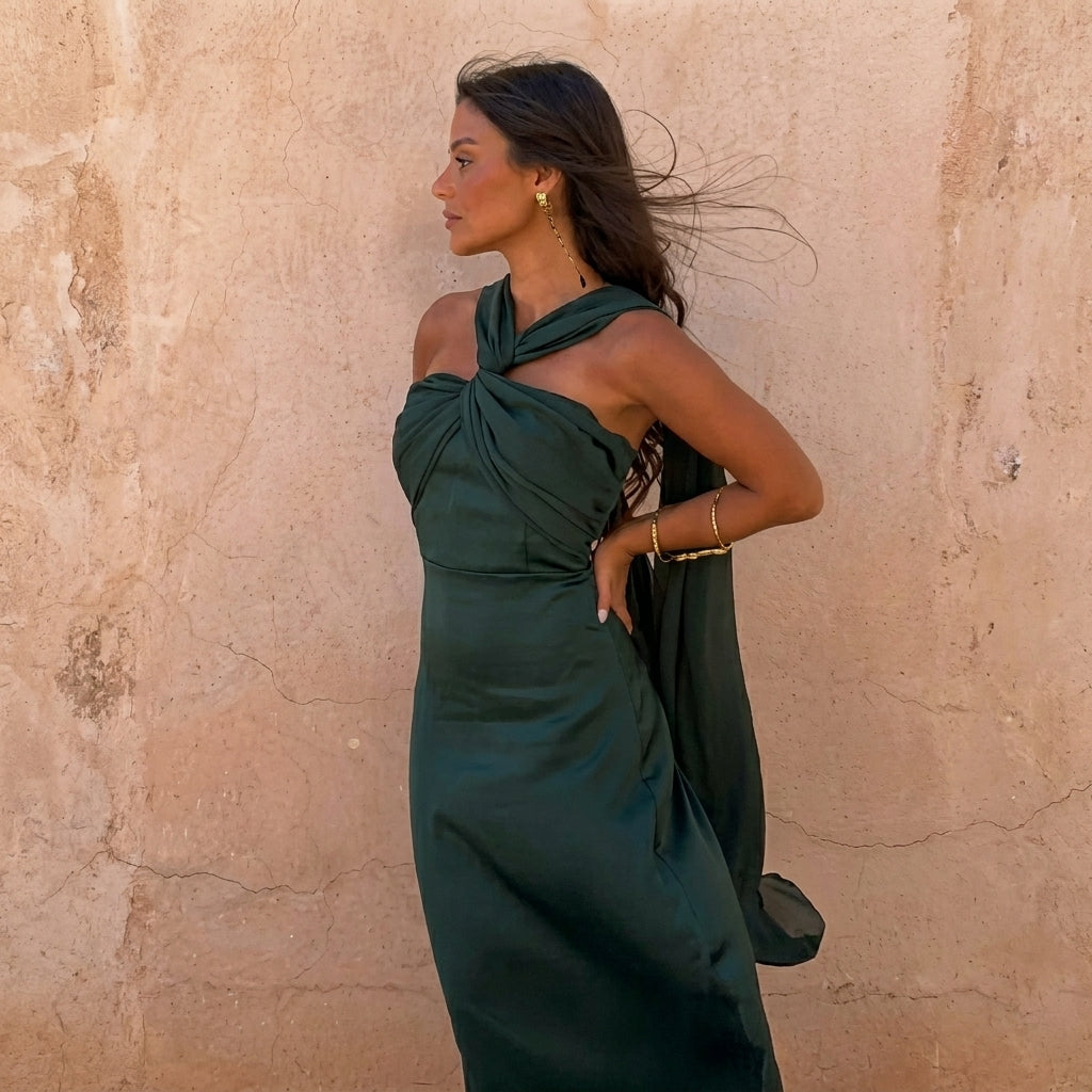 Héloïse | Robe à Décolleté Croisé Asymétrique