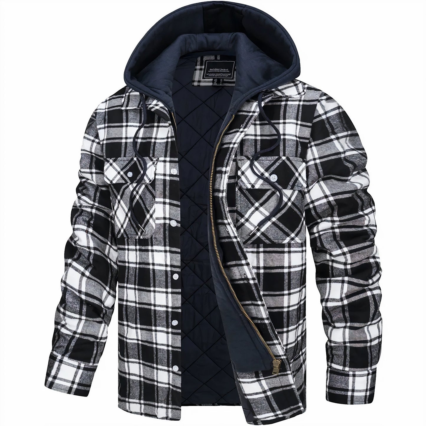 VESTE À CARREAUX AVEC CAPUCHE