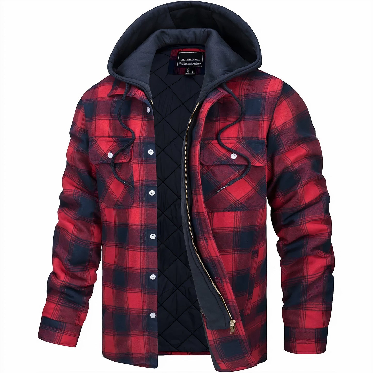 VESTE À CARREAUX AVEC CAPUCHE
