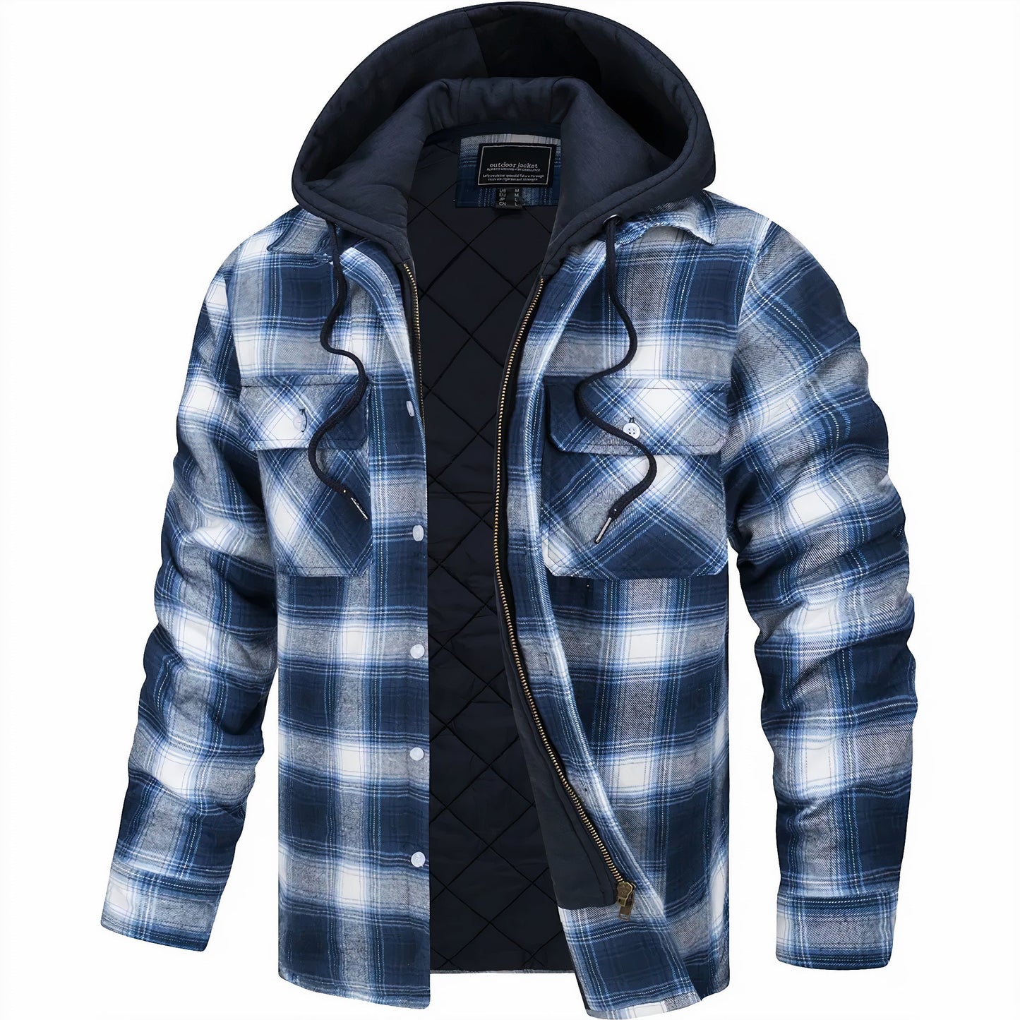 VESTE À CARREAUX AVEC CAPUCHE