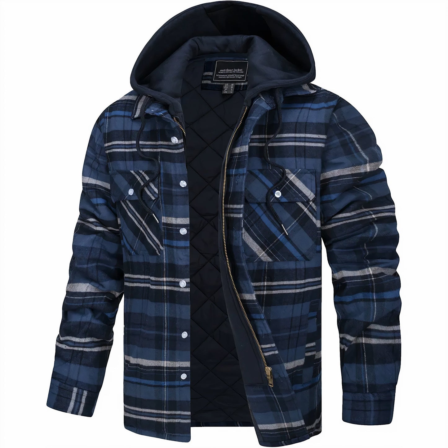 VESTE À CARREAUX AVEC CAPUCHE