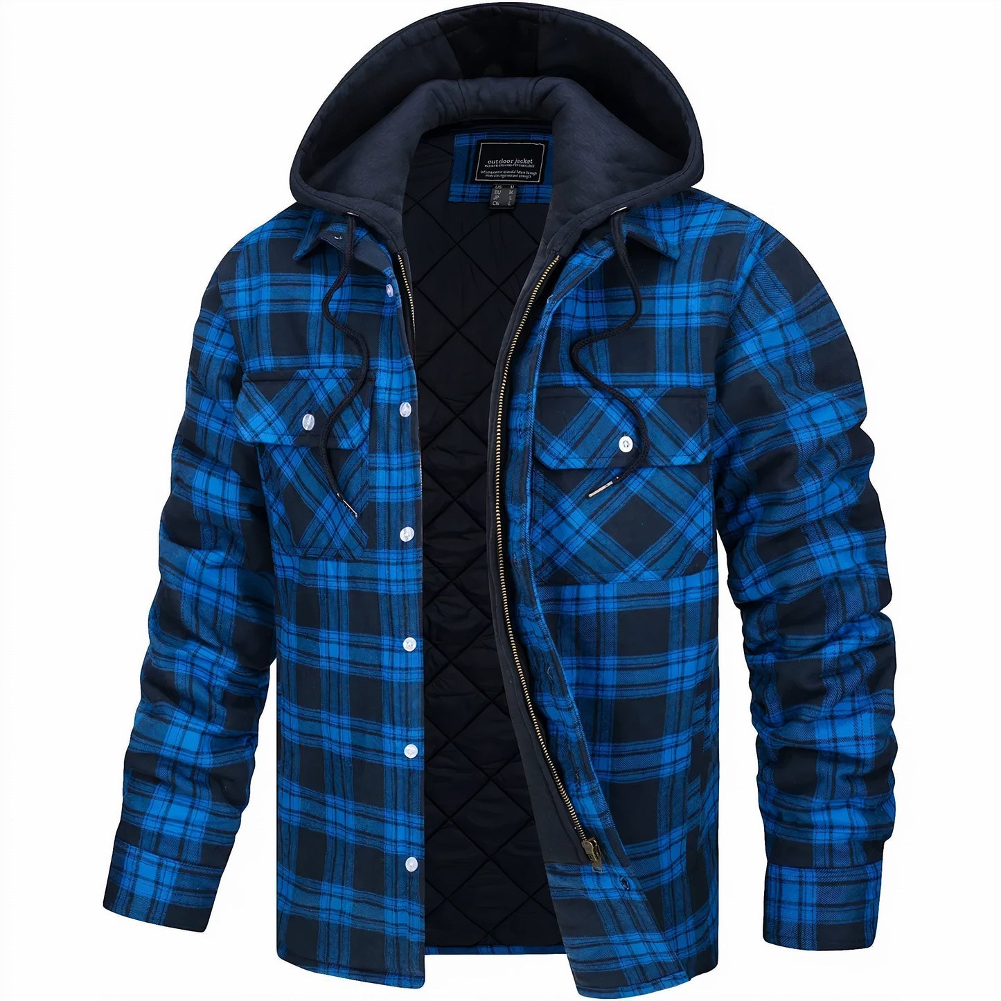 VESTE À CARREAUX AVEC CAPUCHE